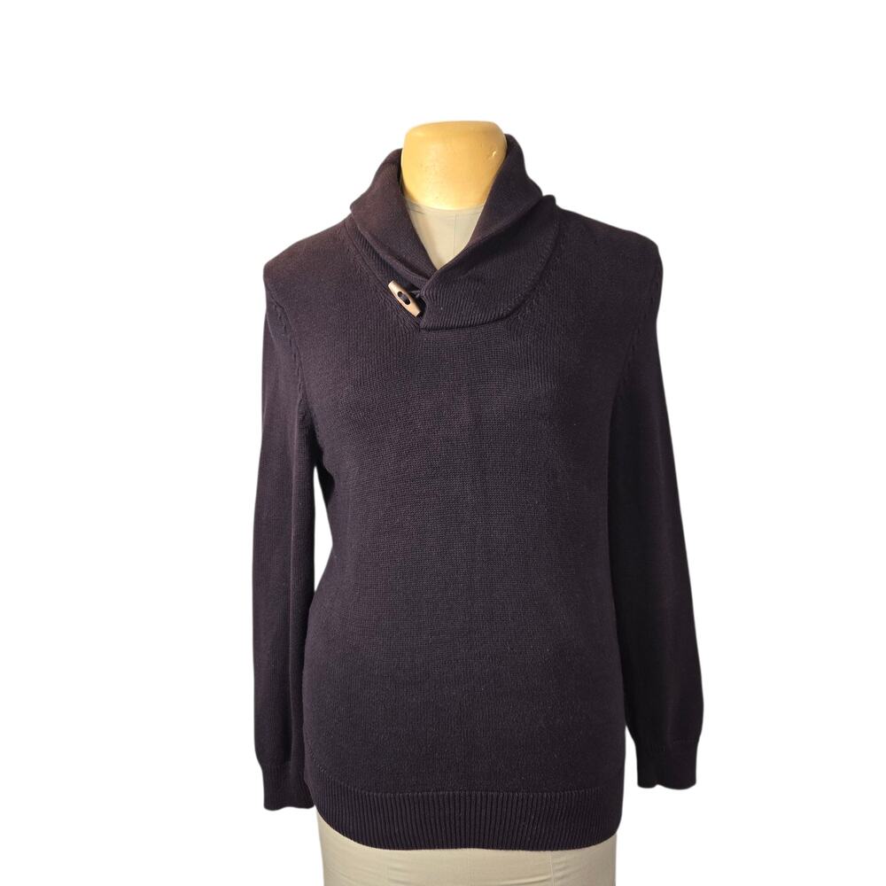 Refectory British Inspired Shawl Collar Toggle Sweater Men M Brown Pullover Knit